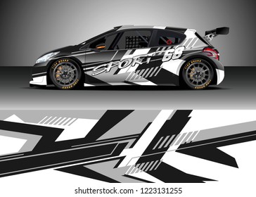 Racing Car Decal Graphic Vector, wrap vinyl sticker. Graphic abstract stripe designs for Racing vehicles.