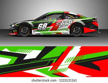 Racing Car Decal Graphic Vector, wrap vinyl sticker. Graphic abstract stripe designs for Racing vehicles.