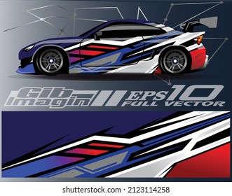 Racing Car Decal Graphic Vector, envolver una pegatina de vinilo. Diseños gráficos abstractos de bandas para vehículos de carreras