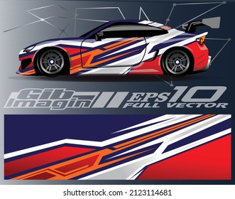 Racing Car Decal Graphic Vector, wrap vinyl sticker. Graphic abstract stripe designs for Racing vehicles