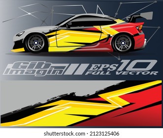Racing Car Decal Graphic Vector, wrap vinyl sticker. Graphic abstract stripe designs for Racing vehicles