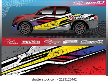 Racing Car Decal Graphic Vector, envolver una pegatina de vinilo. Diseños gráficos abstractos de bandas para vehículos de carreras