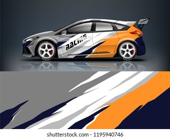 Racing Car decal wrap design. Graphic abstract livery designs for Racing, tuning, Rally car. eps 10 format