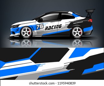 Racing Car decal wrap design. Graphic abstract livery designs for Racing, tuning, Rally car. eps 10 format
