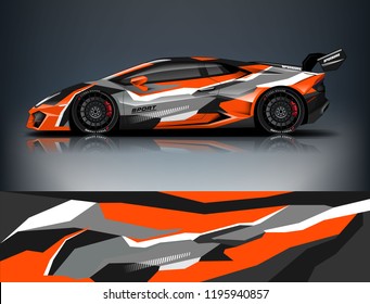 Racing Car decal wrap design. Graphic abstract livery designs for Racing, tuning, Rally car. eps 10 format