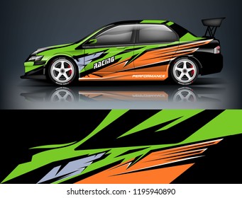 Racing Car decal wrap design. Graphic abstract livery designs for Racing, tuning, Rally car. eps 10 format