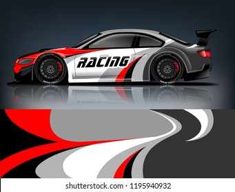 Racing Car decal wrap design. Graphic abstract livery designs for Racing, tuning, Rally car. eps 10 format
