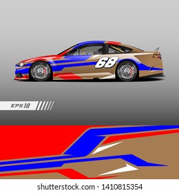 Racing car decal wrap design. Graphic abstract stripe racing background kit designs for wrap vehicle, race car, rally, adventure and livery.