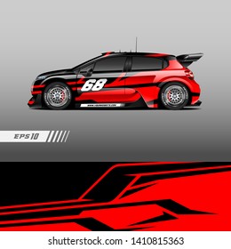 Racing car decal wrap design. Graphic abstract stripe racing background kit designs for wrap vehicle, race car, rally, adventure and livery.