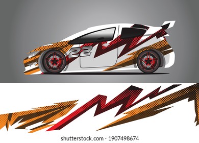 Racing Car Decal Wrap Design. Graphic Abstract Livery Designs For Racing, Tuning, Rally Car. Eps 10 Format