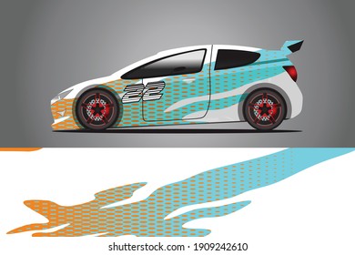 Racing Car decal wrap design. Diseño gráfico abstracto de livery para carreras, tuning, Rally car. formato eps 10