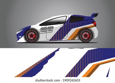 Racing Car decal wrap design. Diseño gráfico abstracto de livery para carreras, tuning, Rally car. formato eps 10