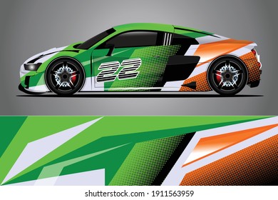 Racing Car decal wrap design. Graphic abstract livery designs for Racing, tuning, Rally car. eps 10 format