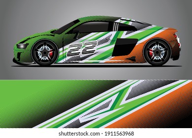 Racing Car Decal Wrap Design. Graphic Abstract Livery Designs For Racing, Tuning, Rally Car. Eps 10 Format