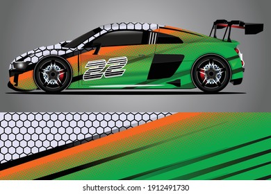 Racing Car decal wrap design. Diseño gráfico abstracto de livery para carreras, tuning, Rally car. formato eps 10