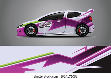 Racing Car decal wrap design. Diseño gráfico abstracto de livery para carreras, tuning, Rally car. formato eps 10