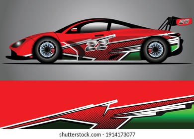 Racing Car decal wrap design. Diseño gráfico abstracto de livery para carreras, tuning, Rally car. formato eps 10