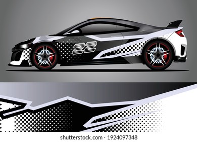 Racing Car Decal Wrap Design. Graphic Abstract Livery Designs For Racing, Tuning, Rally Car. Eps 10 Format