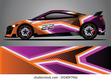 Racing Car decal wrap design. Diseño gráfico abstracto de livery para carreras, tuning, Rally car. formato eps 10