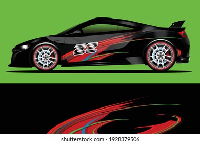 Racing Car decal wrap design. Graphic abstract livery designs for Racing, tuning, Rally car. eps 10 format