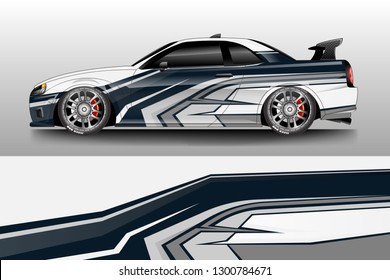 Racing car decal wrap vector designs. Truck and cargo van decal, company , rally, drift . Graphic abstract stripe racing background .