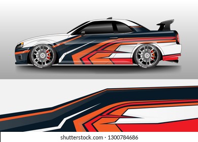Racing car decal wrap vector designs. Truck and cargo van decal, company , rally, drift . Graphic abstract stripe racing background .
