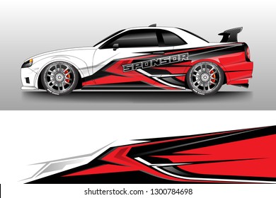 Racing car decal wrap vector designs. Truck and cargo van decal, company , rally, drift . Graphic abstract stripe racing background .