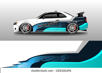 Racing car decal wrap vector designs. Truck and cargo van decal, company , rally, drift . Graphic abstract stripe racing background .