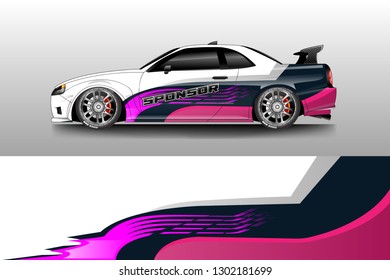 Racing car decal wrap vector designs. Truck and cargo van decal, company , rally, drift . Graphic abstract stripe racing background .