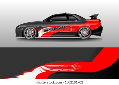 Racing car decal wrap vector designs. Truck and cargo van decal, company , rally, drift . Graphic abstract stripe racing background .