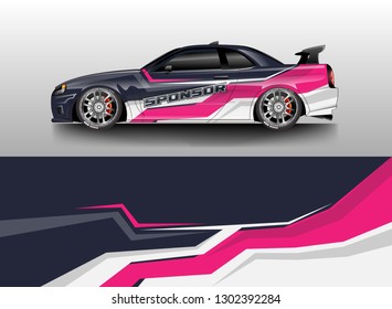 Racing car decal wrap vector designs. Truck and cargo van decal, company , rally, drift . Graphic abstract stripe racing background .