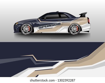 Racing car decal wrap vector designs. Truck and cargo van decal, company , rally, drift . Graphic abstract stripe racing background .