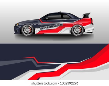 Racing car decal wrap vector designs. Truck and cargo van decal, company , rally, drift . Graphic abstract stripe racing background .