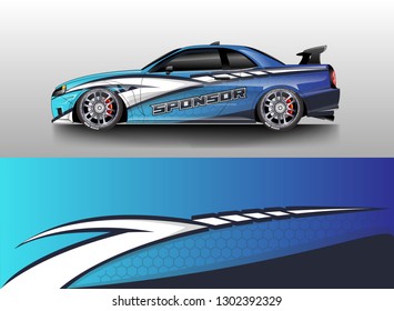 Racing car decal wrap vector designs. Truck and cargo van decal, company , rally, drift . Graphic abstract stripe racing background .