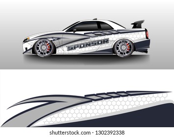 Racing car decal wrap vector designs. Truck and cargo van decal, company , rally, drift . Graphic abstract stripe racing background .