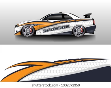 Racing car decal wrap vector designs. Truck and cargo van decal, company , rally, drift . Graphic abstract stripe racing background .