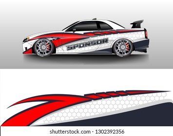 Racing car decal wrap vector designs. Truck and cargo van decal, company , rally, drift . Graphic abstract stripe racing background .