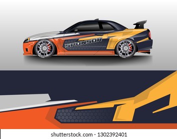 Racing car decal wrap vector designs. Truck and cargo van decal, company , rally, drift . Graphic abstract stripe racing background .