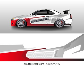 Racing car decal wrap vector designs. Truck and cargo van decal, company , rally, drift . Graphic abstract stripe racing background .