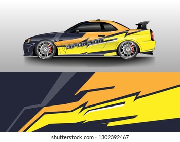 Racing car decal wrap vector designs. Truck and cargo van decal, company , rally, drift . Graphic abstract stripe racing background .