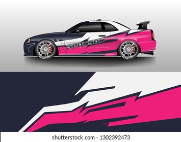 Racing car decal wrap vector designs. Truck and cargo van decal, company , rally, drift . Graphic abstract stripe racing background .