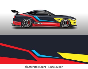 Racing car decal wrap vector designs. Truck and cargo van decal, company , rally, drift . Graphic abstract stripe racing background . 