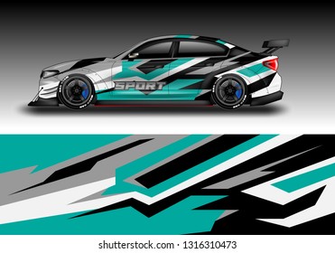 Racing car decal wrap vector designs. Truck and cargo van decal, company , rally, drift