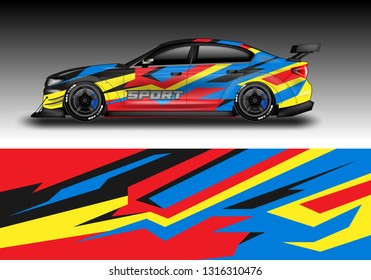 Racing car decal wrap vector designs. Truck and cargo van decal, company , rally, drift