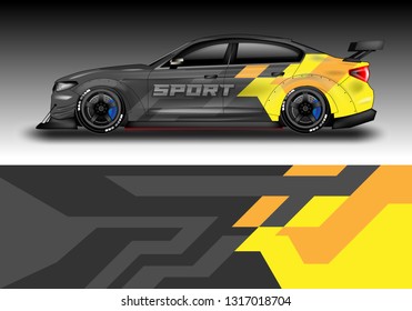 Racing car decal wrap vector designs. Truck and cargo van decal, company , rally, drift 