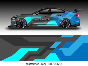 Racing car decal wrap vector designs. Truck and cargo van decal, company , rally, drift 