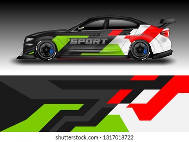 Racing car decal wrap vector designs. Truck and cargo van decal, company , rally, drift 