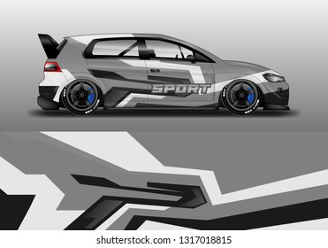 Racing car decal wrap vector designs. Truck and cargo van decal, company , rally, drift