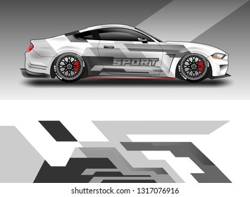 Racing car decal wrap vector designs. Truck and cargo van decal, company , rally, drift 