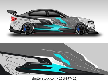 Racing car decal wrap vector designs. Truck and cargo van decal, company , rally, drift